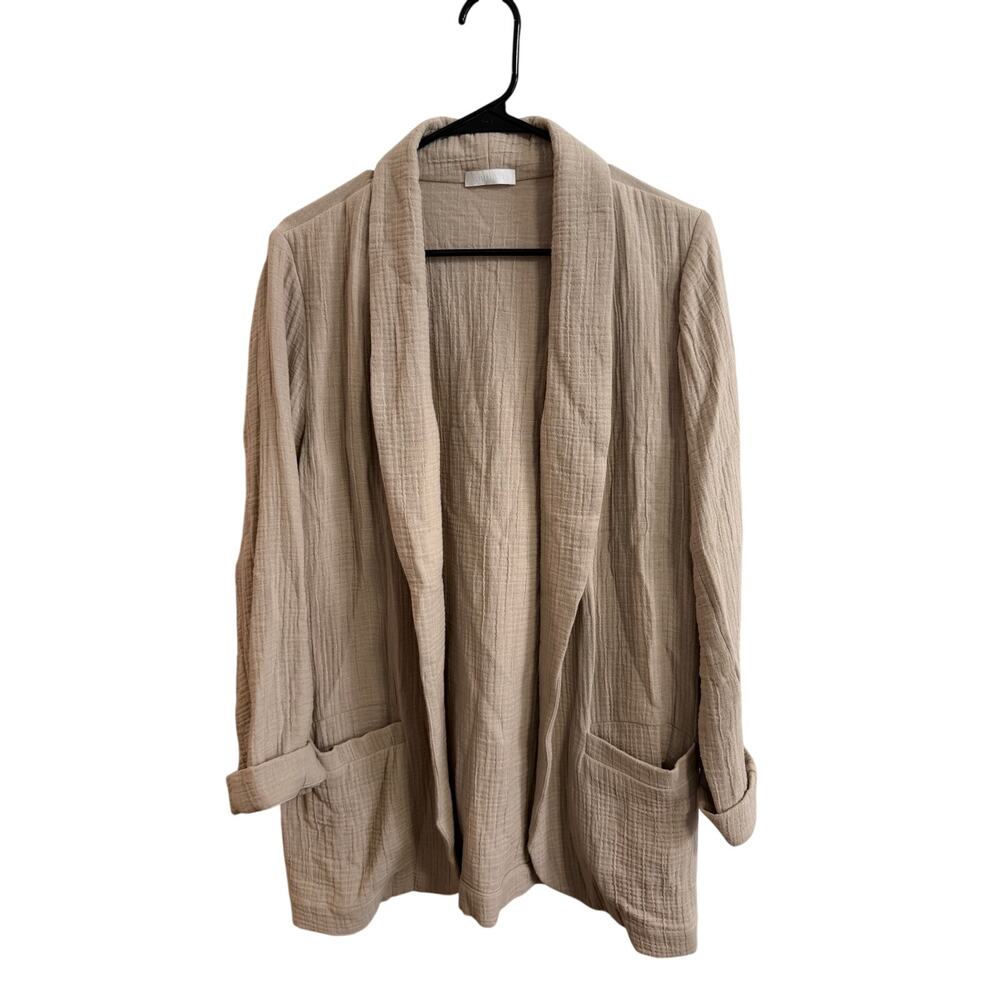 Sablyn Cotton Modal Blend Beige Cardigan Coatigan Sz M Tan Lightweight Nice